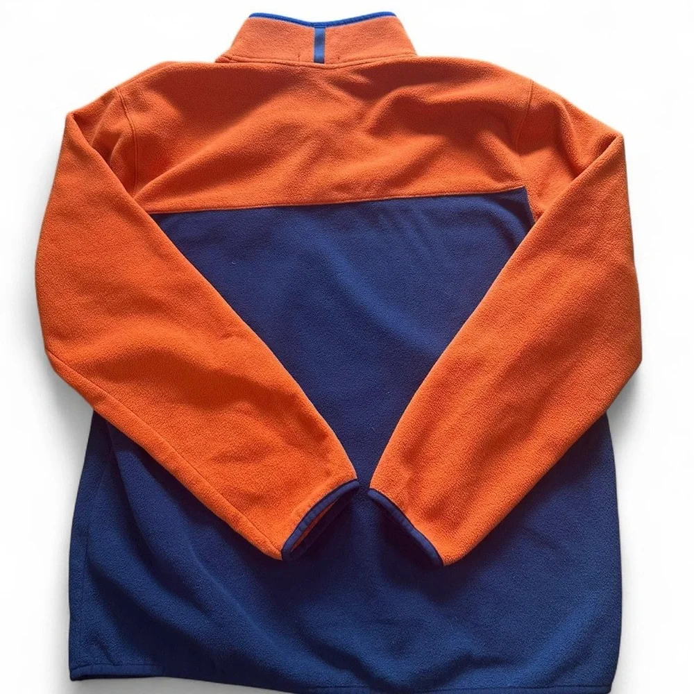 Polo Ralph‎ Lauren Men's Blue Orange Pullover 1/4 Button Up Fleece Sweater L